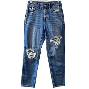 American Eagle Mom Straight Jean Distressed Stretch Denim ankle pants women’s 4